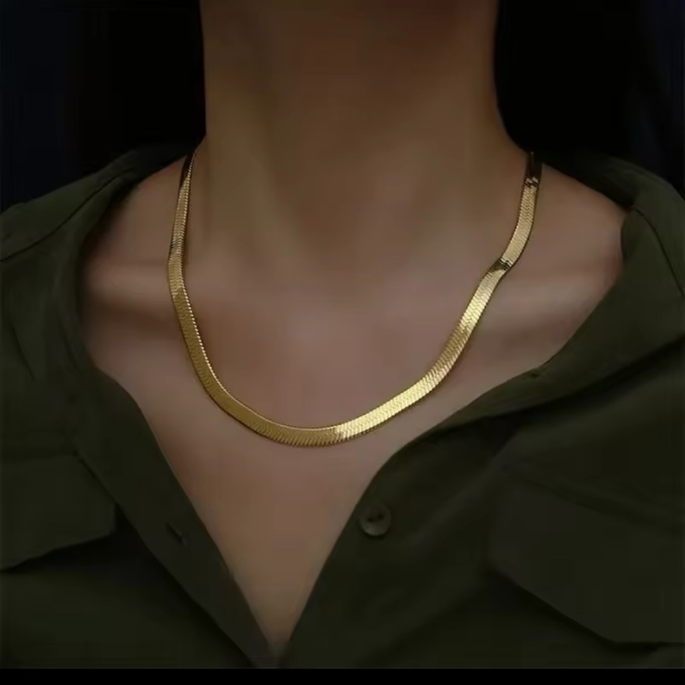 925 Sterling 18K Gold 4MM Flat chain Necklace